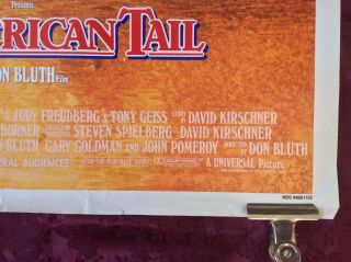AN AMERICAN TAIL rare US one sheet MOVIE POSTER Don Bluth cartoon animation 80s 3
