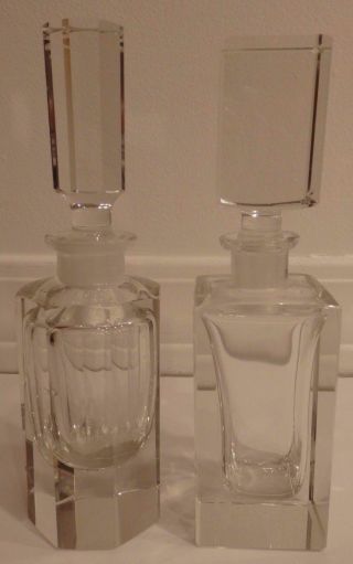 Irice West Germany Art Deco Cut Glass Crystal Perfume Bottles Rare Vintage Set 2