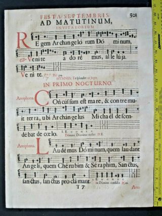 Rare Decorative Gigantic Liturgical Lf.  From A Gradual,  Gregorian Chant,  301f,  1667