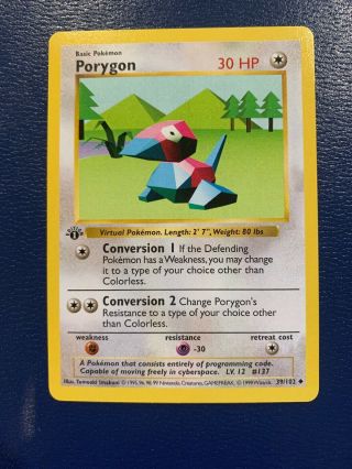 Rare Mint/nm Pokemon Porygon 39/102 First Edition Base Set Card - Unplayed