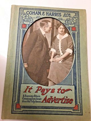 Rare Vintage Postcards For A Broadway Play,  " It Pays To Advertise ",  Circa 1914