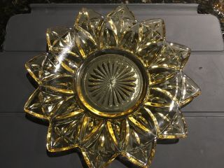 Vintage Yellow Depression Glass Flower Plate - Rare