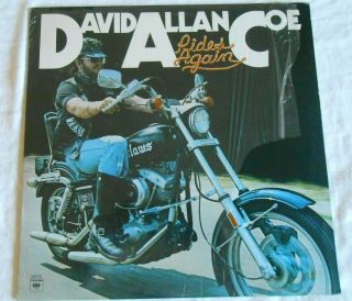 David Allan Coe Rides Again Lp Outlaw Country Shrink,  Nm Canada Promo Lp Rare