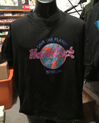 Vintage Hard Rock Cafe T - Shirt Boston Save The Planet Rare Xl