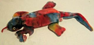Rare Ty Beanie Buddy Lizzy The Tie Dye Lizard Soft Collectible Plush Toy 21 "