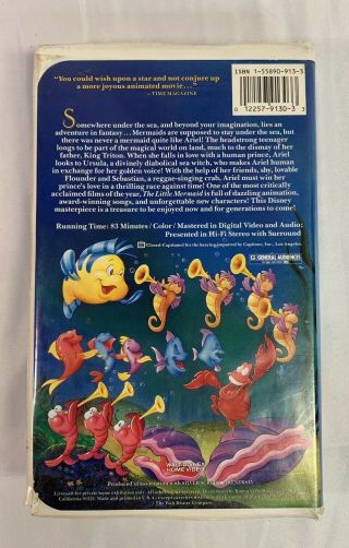 The Little Mermaid (VHS,  1990) Rare Black Diamond Edition Recalled Cover Art 3
