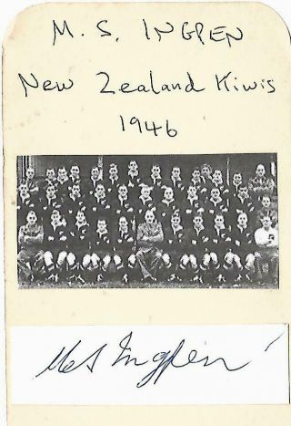 Signed M S Ingpen Zealand Kiwis Expeditionary Force Rugby Team 1940s Rare