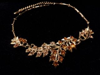 Vtg Stunning Signed Coro W Pegusus Statement Necklace W Rare Peach & Amber R/s