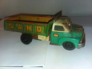 Extremely Rare Vintage 1940 ' s - 50 ' s Tin Friction Dumptruck Made In Japan 4