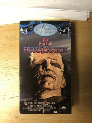 The Evil Of Frankenstein Vhs Rare Horror Hammer Big Box Slip Oop Sov