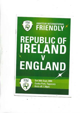 30/9/2006 Rare Amatuer International At Tipperary Rep Of Ireland V England