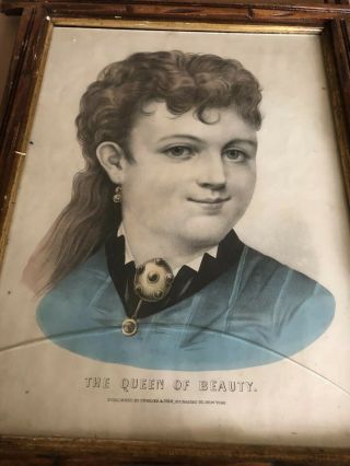 Very Rare Antique Currier And Ives “the Queen Of Beauty”