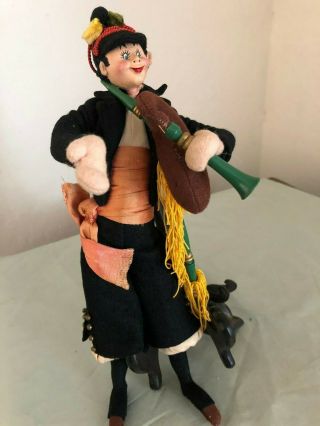 Vintage Klumpe Roldan Very Rare Bagpiper Male Doll 10 " Made In Spain