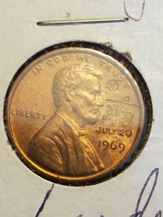 1969 P Lincoln Cent Counterstamped Apollo 11 Moon Landing - (rare On A 1969 Coin)