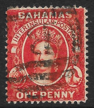 Bahamas 1882 1d Scarlet - Vermillion With Reversed Watermark Sg 42x - Rare Stamp