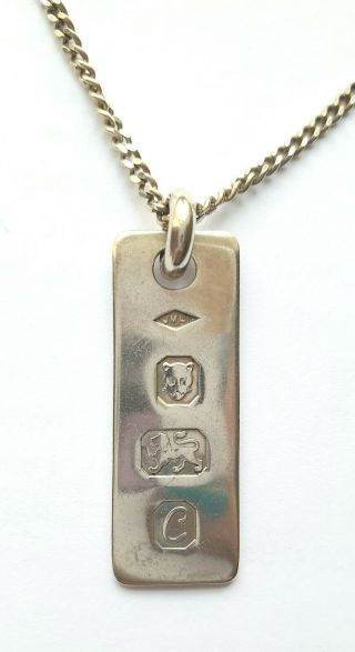 Vintage Jewellery J M Ltd 1979 London Sterling Silver Necklace Pendant Rare