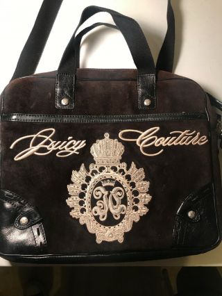 Juicy Couture Brown Velour Shoulder Computer Bag Laptop Case 15 " Rare