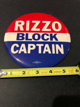 Frank Rizzo “block Captain” Button.  Rare Philadelphia History Political
