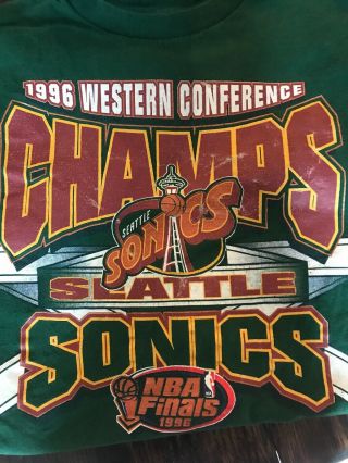 Rare Vintage Seattle Sonics T - Shirt Men’s Size Xl 1996 Nba Finals