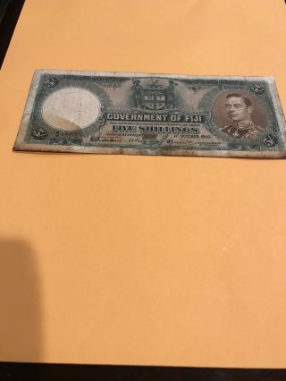 Fiji 5 Shillings Note Dated 1.  10.  1940 P - 37c - Rare
