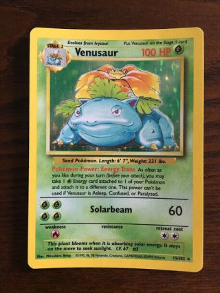 Pokemon Venusaur Holofoil Base Set Rare 15/102