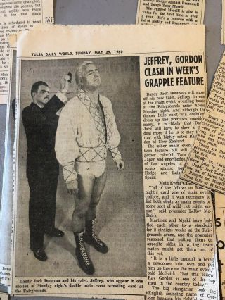 RARE VERNE BOTTOMS & JACK DONOVAN WRESTLING NEWSPAPER CLIPPINGS 1960’s 2