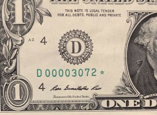2013 D Series $1 One Dollar Bill Fancy Low Serial 5 Of Kind Star Rare Note Frn