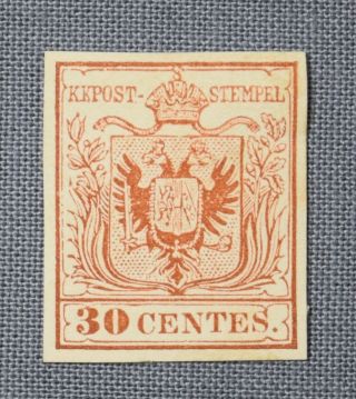 Rare Postage Stamp Of Austria,  Lombardy - Venetia: 30 C. ,  Ty.  Iii,  1854 (scott 5b)