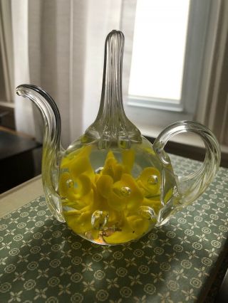 Maude And Bob St.  Clair Solid Art Glass Teapot Paperweight Rare Collectible