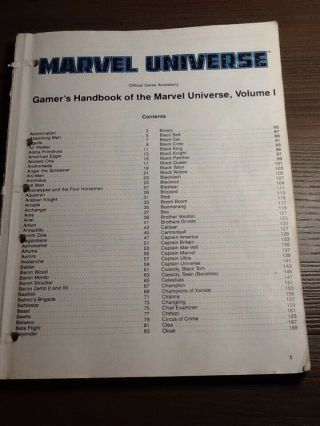 Gamers Handbook Of The Marvel Universe Volume 1 Rare Rpg Heroes - Missing Covers
