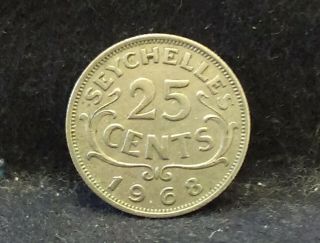 1968 Seychelles 25 Cents,  Rare Year,  Mintage Of 20,  000,  Km - 11 (se3)