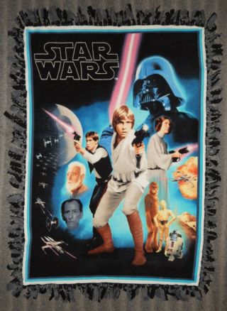 Star Wars Tie Throw Blanket Fleece Vader Empire R2d2 Jedi Solo 1977 Jawa Rare