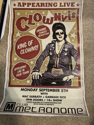 Clownis Presley King Of The Klowns Concert Poster Flyer Elvis Impersonator Rare