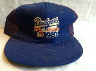 Vtg 1981 Los Angeles Dodgers World Series Champs Trucker Mesh Snapback Hat Rare