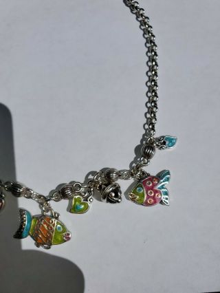 Brighton Women ' s Necklace Fish Charms - Silver (rare - vintage) 3