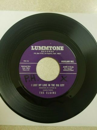 The Elgins " I Lost My Love In The Big City " Rare Soul On Lummtone,  1963 Vg Plus