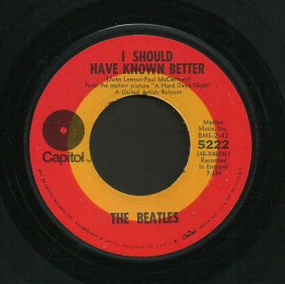 Rare BEATLES 45 A Hard Days Night / I Should Have Known Capitol TARGET Label 2