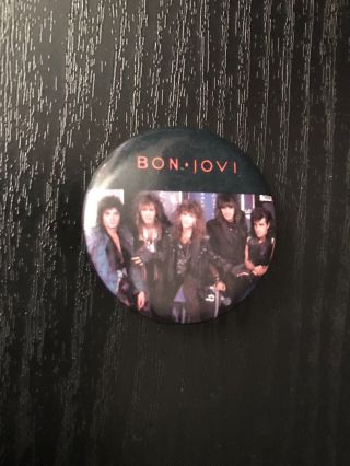 Vintage Bon Jovi 1 " Button/pin From 1987 Rare Tour Button