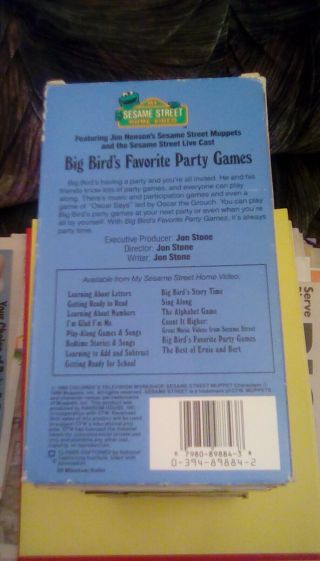 Sesame Street - Big Bird ' s Favorite Party Games RARE Children ' s Television VHS 2