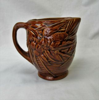 Mccoy Pitcher Birds And Berries Rare Brown Buttermilk Pitcher Vintage Unmarked