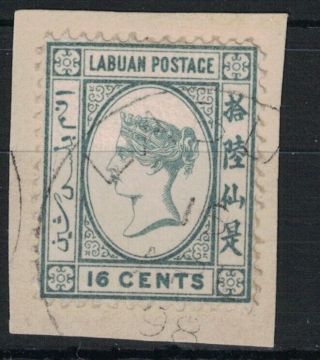 Labuan,  Qv,  Sg 56,  16c Vfu By 1898 Labuan Cds On Piece,  Rare If