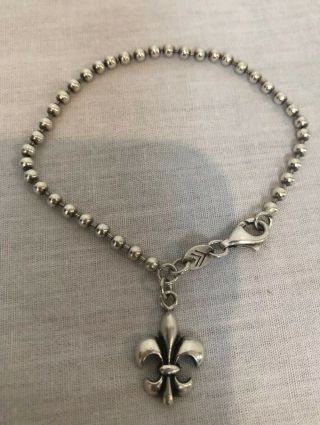 Silpada Sterling Silver Fleur - De - Lis 7.  25” Bracelet Rare Beaded Chain
