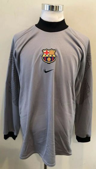 Rare Vtg Nike Barcelona Fcb Goalie Long Sleeve Soccer Jersey Fcb Mens Xl