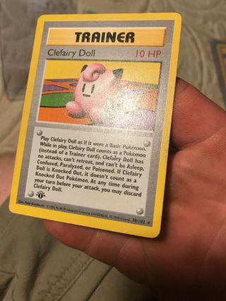 1st Edition Shadowless Base Set Clefairy Doll.  Played 2