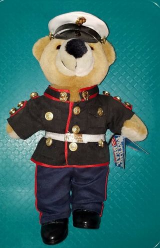 Rare Collectible J.  J.  Wind Marine Patriot Bear In Dress Uniform With Tags.  No R