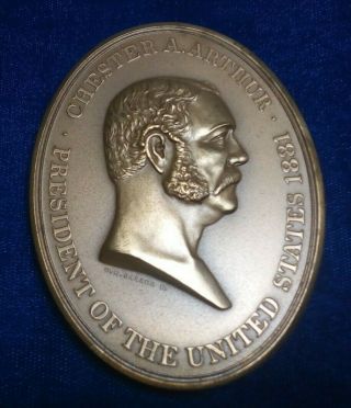 Vintage Us Chester A.  Arthur Bronze Peace Medal 3 Inches Tall Rare