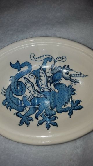 Mason’s Crabtree & Evelyn Soap Dish London Blue 5 3/4”x4 1/2” Vtg RARE dragon 4