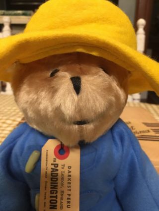 Paddington Bear Doll Eden Toys 1975 With Tag Yellow Hat Rare
