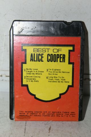 Best Of Alice Cooper 8 Track Cassette Tape Tel T - 194 Rare
