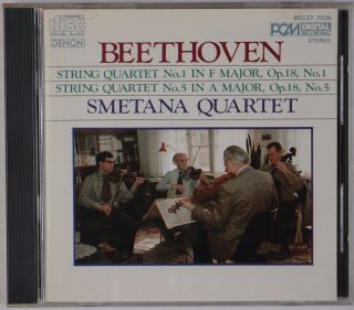 Beethoven: String Quartet No 1,  5 Smetana Denon Japan Cd Nm Disc Rare Ed1